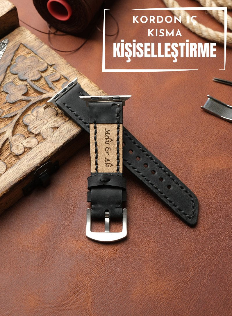 Apple Watch Berdik Leather Strap - Black