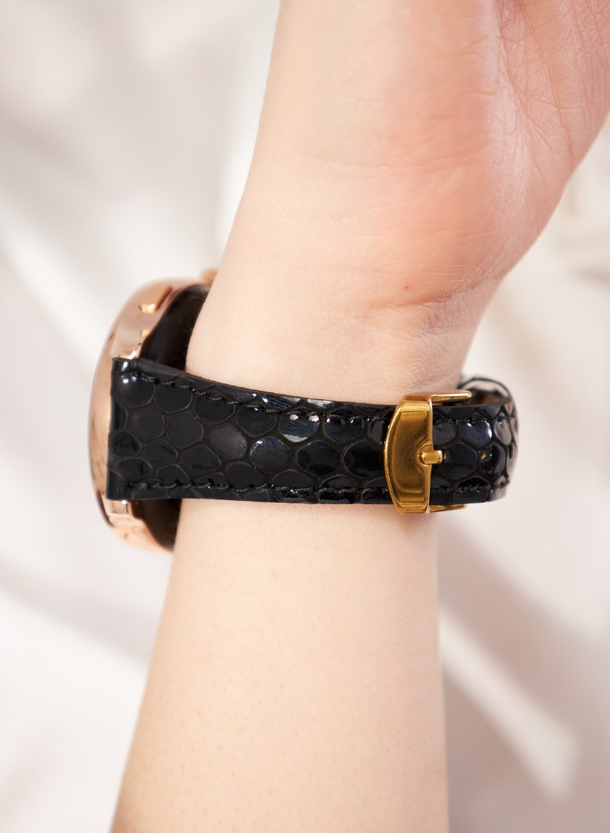 Samsung Watch Crop Women Leather Strap - Black