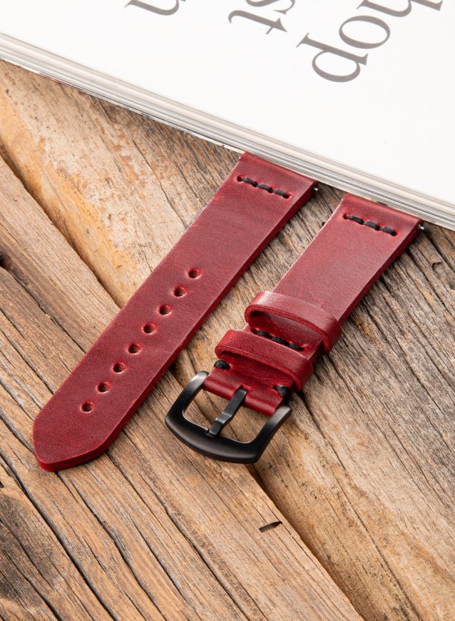 Classic Watch Musap Leather Strap - Red