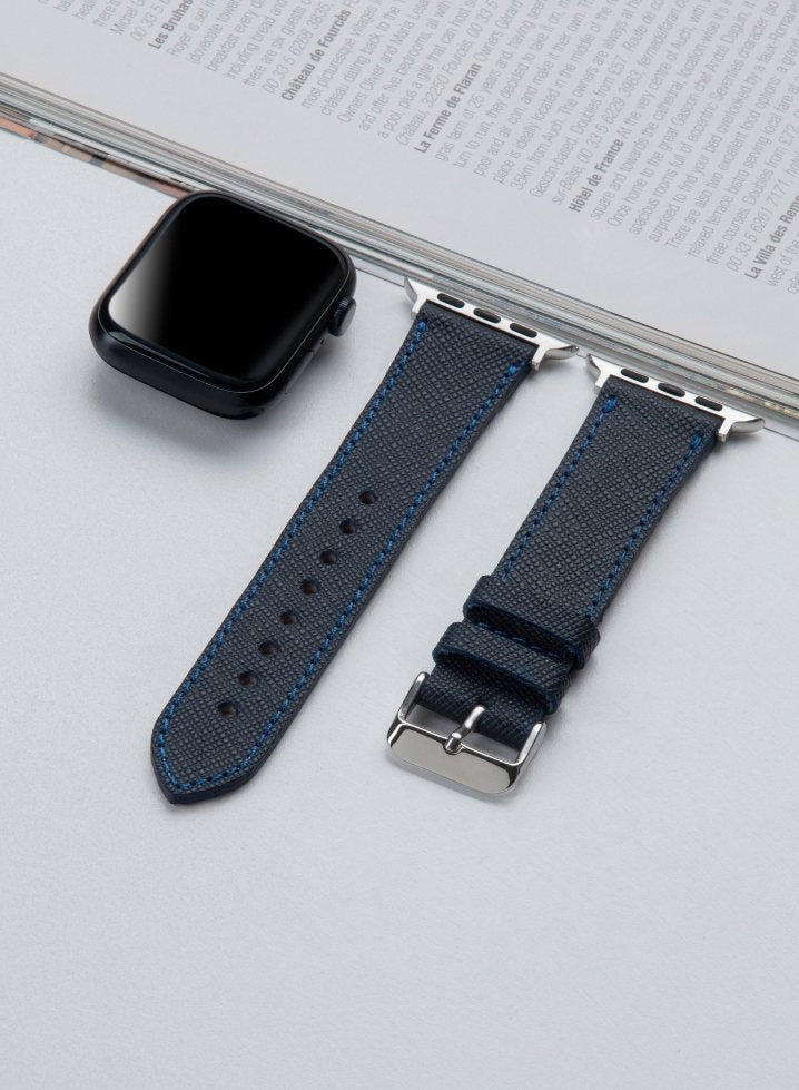 Apple Watch Saffiano Leather Strap - Navy Blue