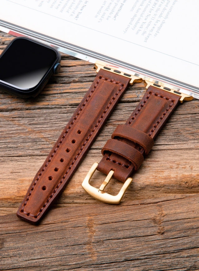 SamCrazy Genuine Leather Apple Watch Strap - Brown - VAGAVE
