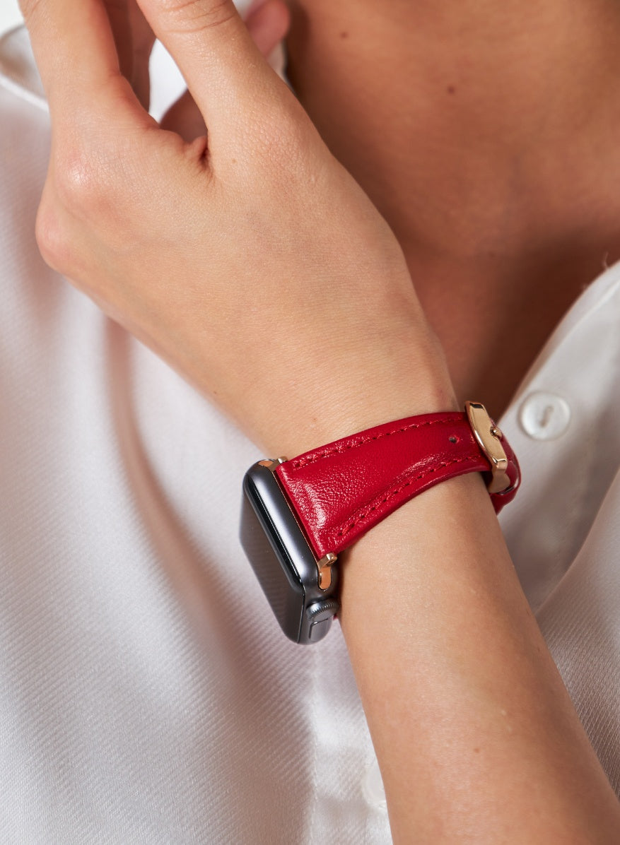 Apple Watch Kamhis Leather Women  Strap - Red
