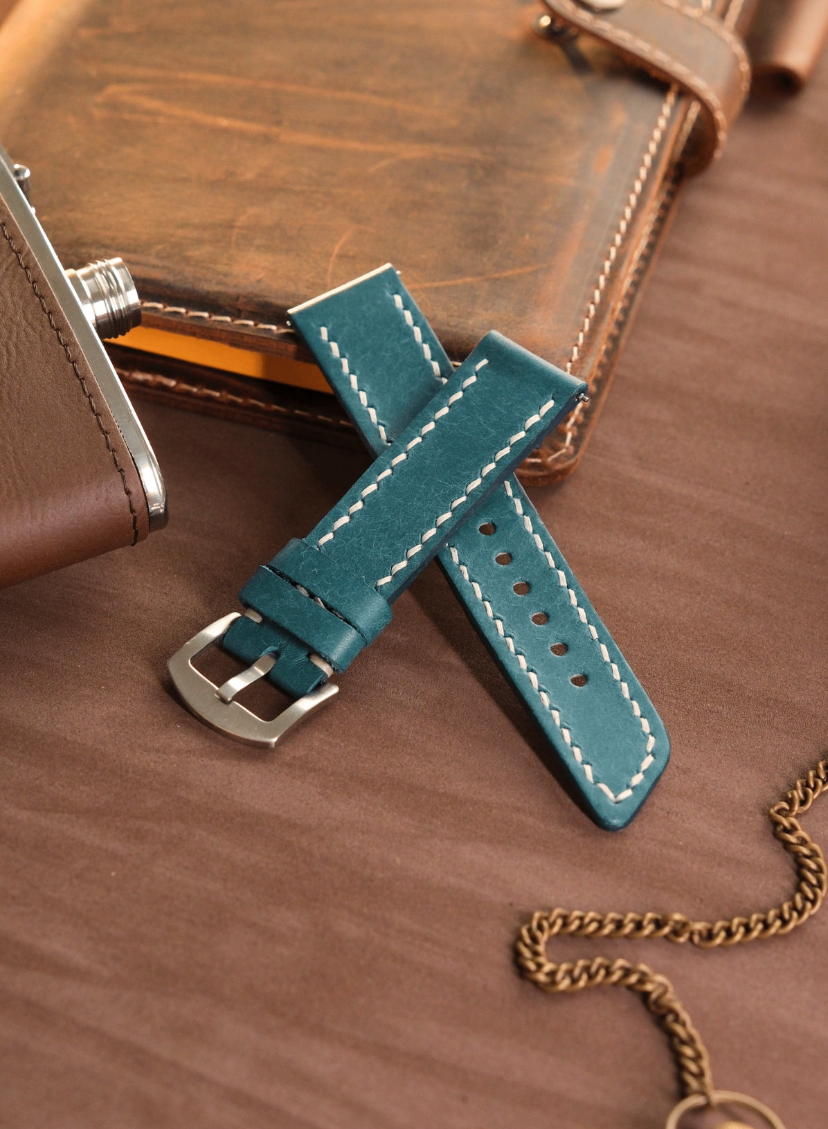 Garmin Watch Leather Strap Blue - Pueblo