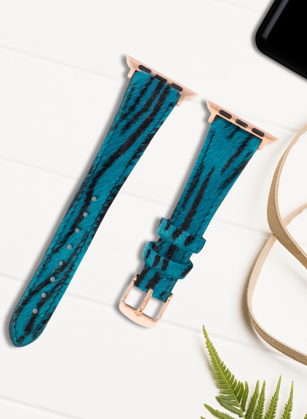 Apple Watch Vadiva  Leather Women Strap - Blue Zebra