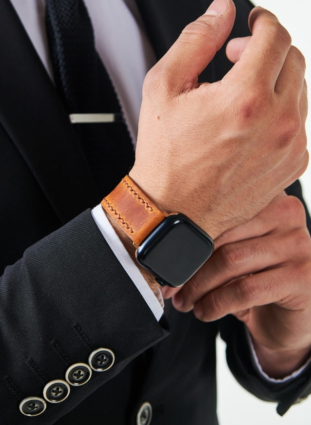 Apple Watch Three Ropes Leather Strap - Camel