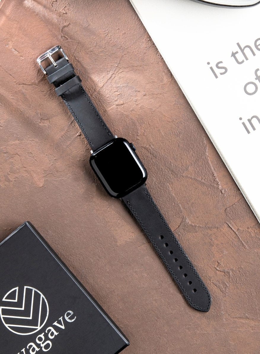 Apple Watch Crazy Leather Strap - Black