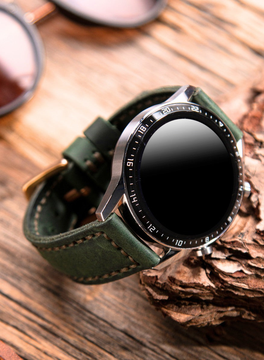 Garmin Watch Samcrazy Leather Strap - Green