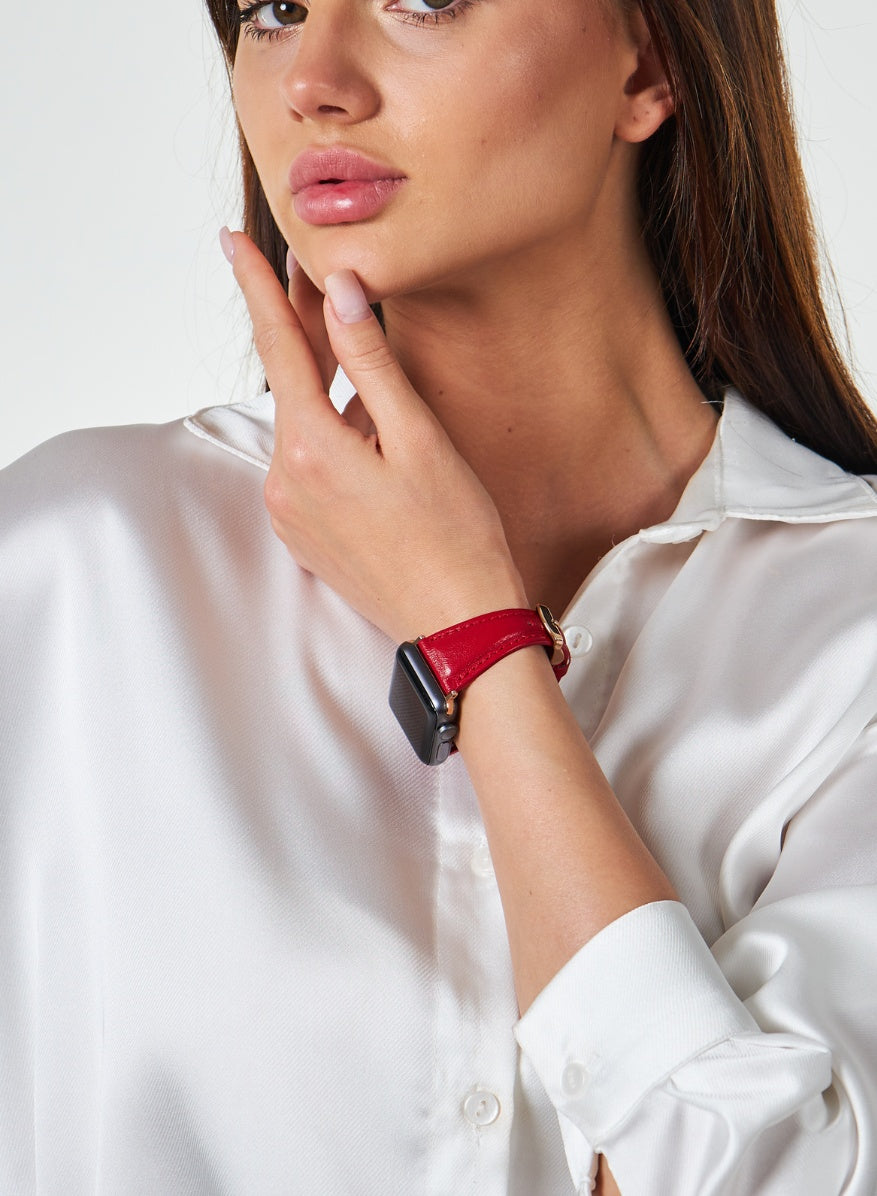 Apple Watch Kamhis Leather Women  Strap - Red
