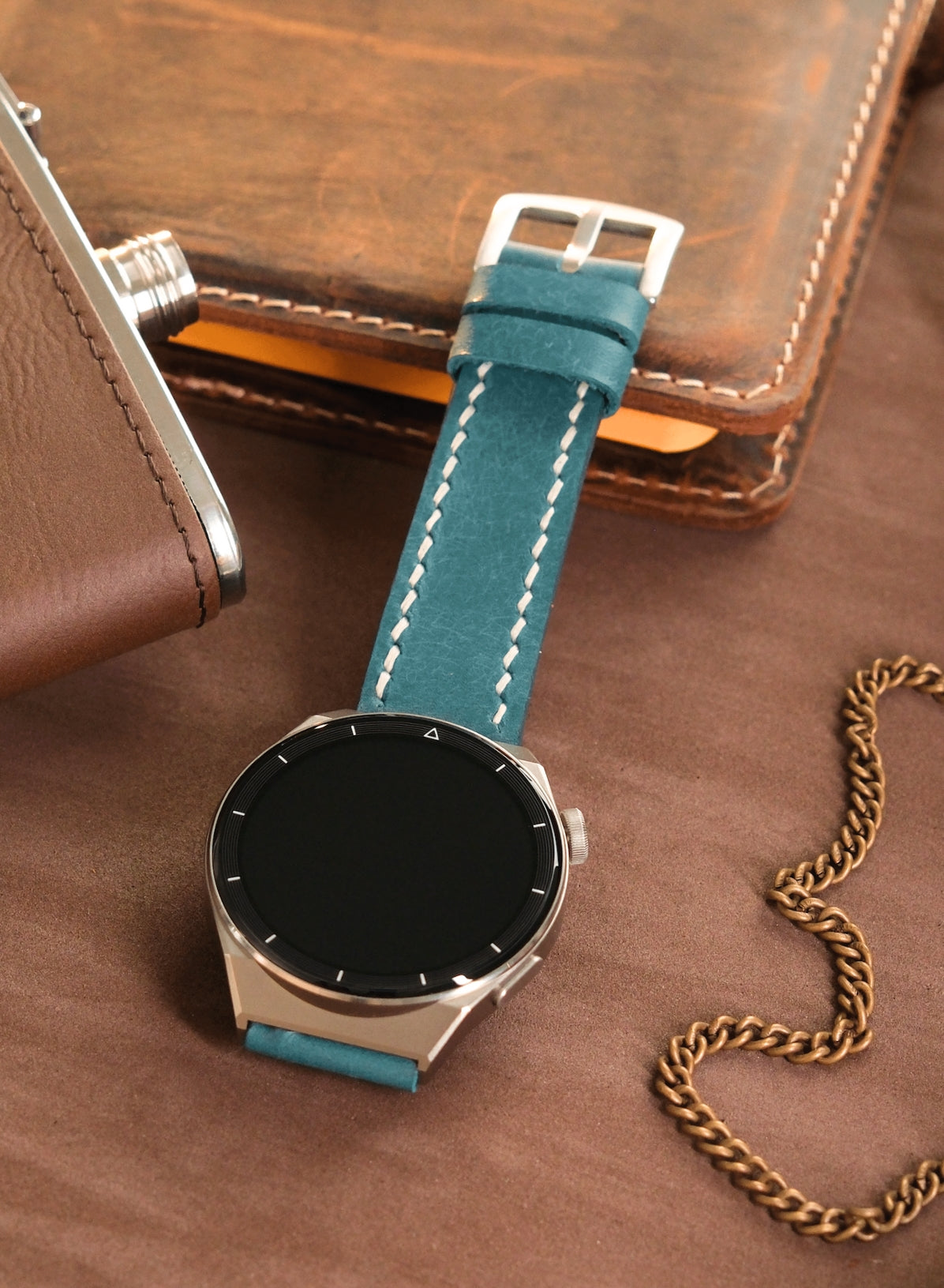 Garmin Watch Leather Strap Blue - Pueblo