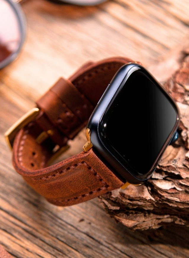 SamCrazy Genuine Leather Apple Watch Strap - Brown - VAGAVE