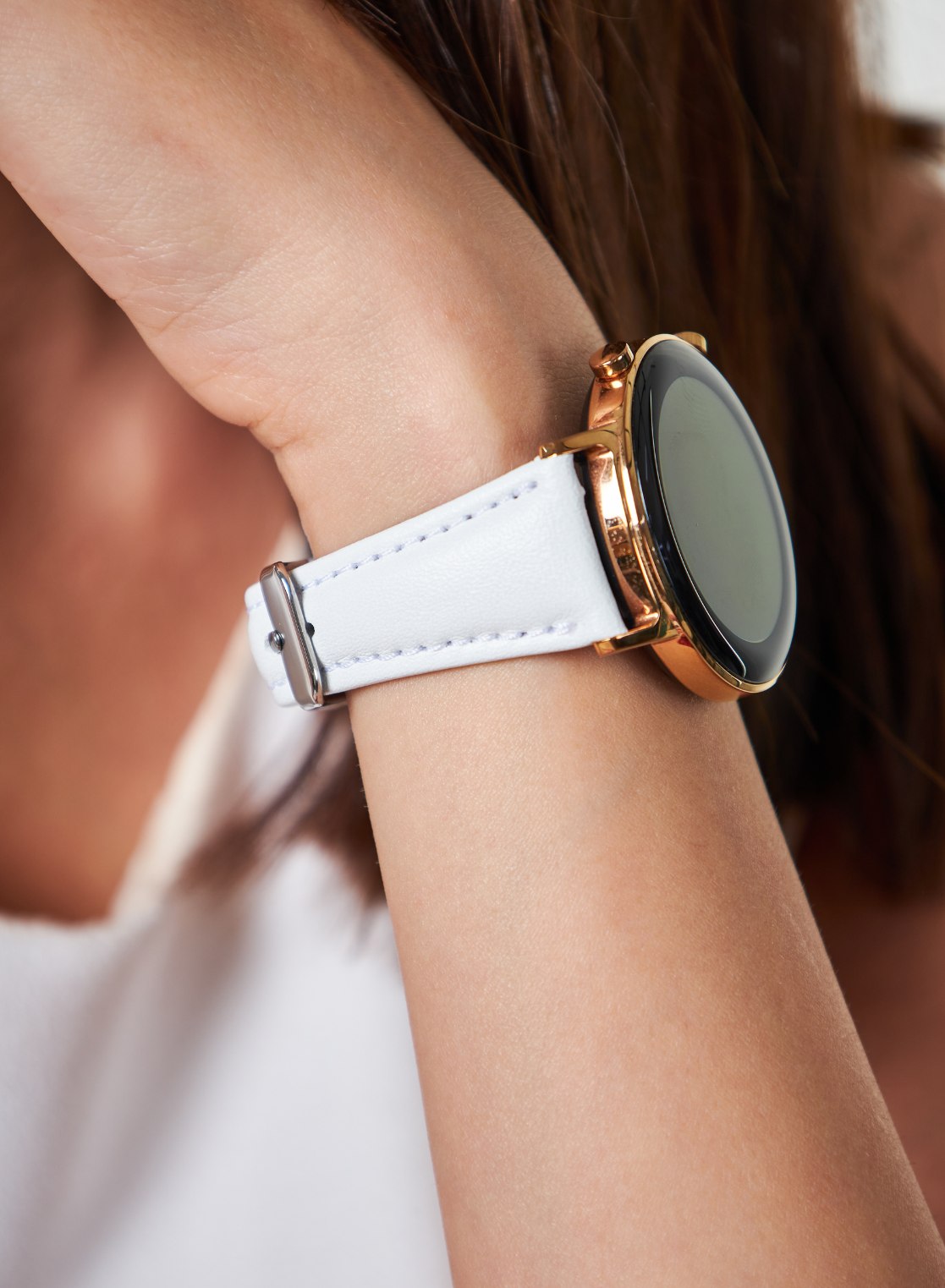 Samsung Watch Kamhis Women Leather Strap - White