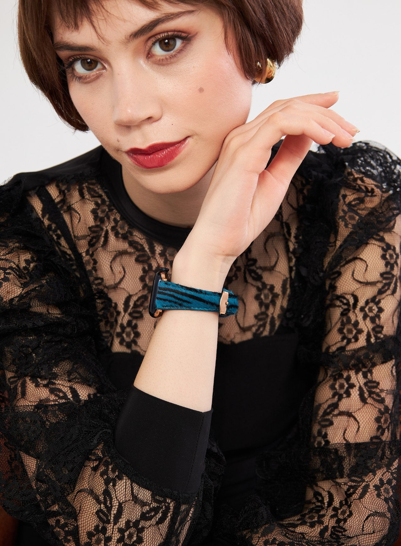 Apple Watch Vadiva  Leather Women Strap - Blue Zebra