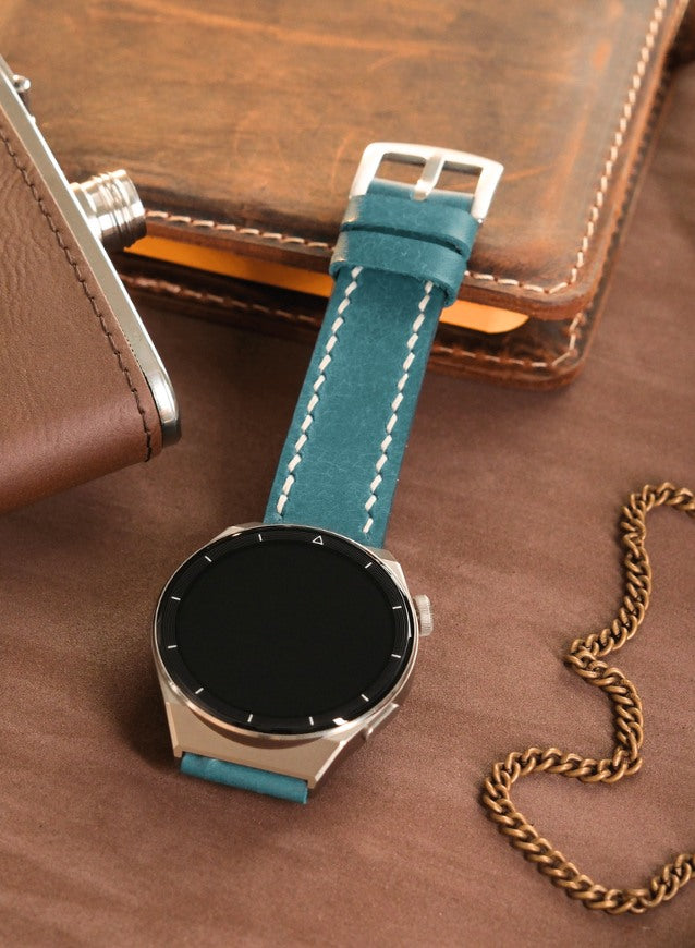 18 20 22 24 mm Deri Kordon Saat Kayışı Mavi - Pueblo - vagave