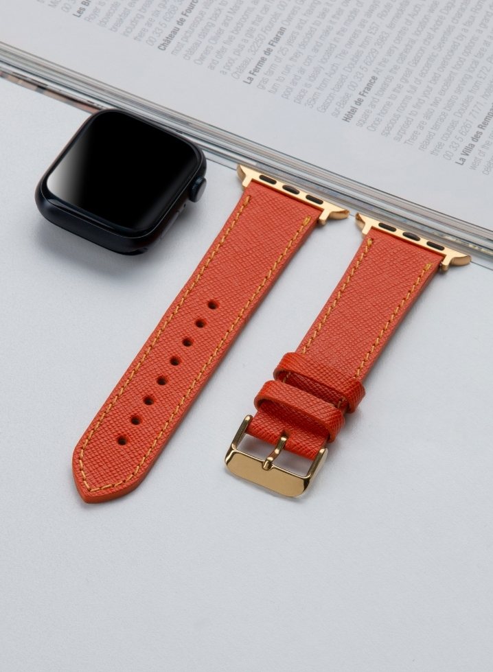 Apple Watch Saffiano Leather Strap - Orange