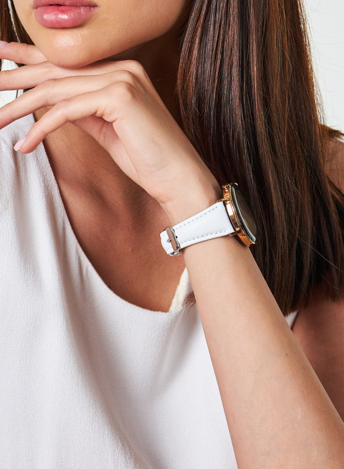 Samsung Watch Kamhis Women Leather Strap - White