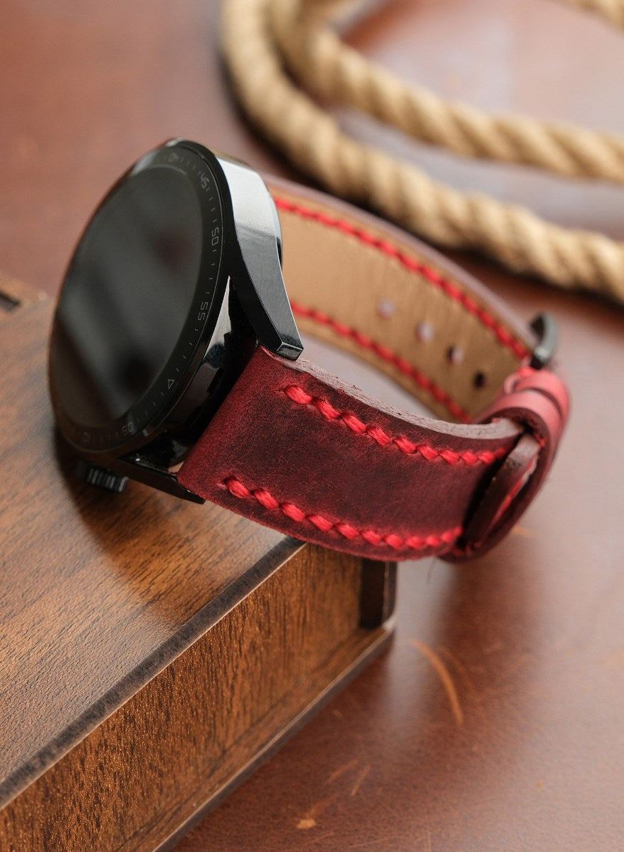 Garmin Watch Berdik Leather Strap - Red