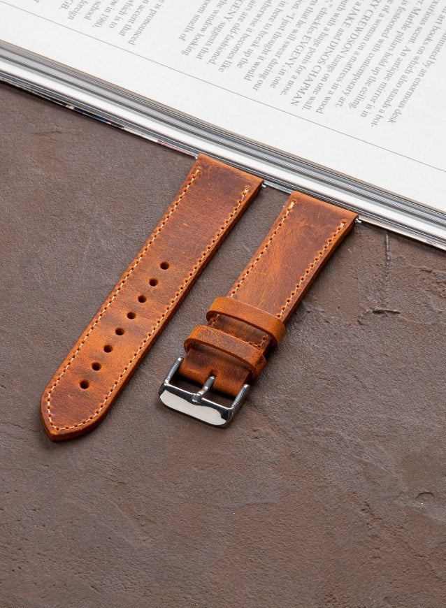 Classic Watch Crazy Leather Strap - Camel