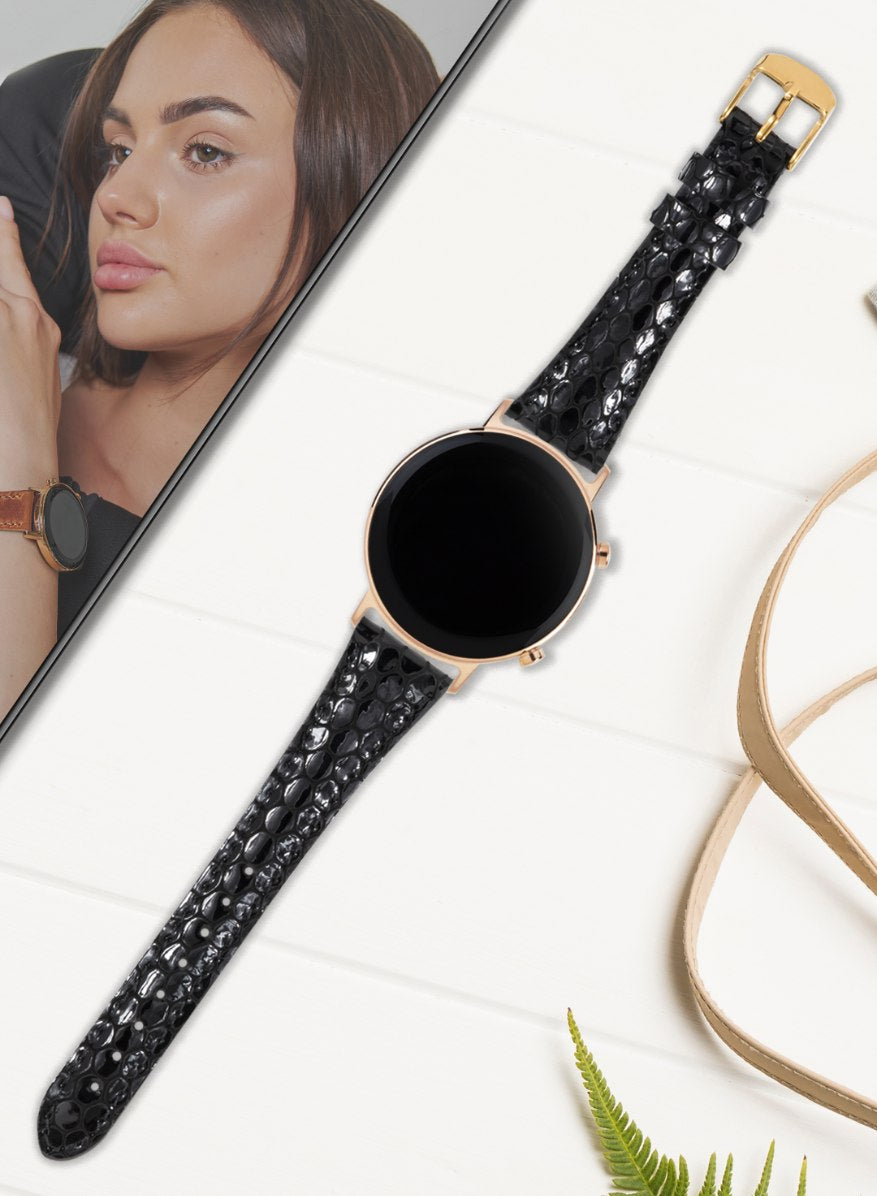 Samsung Watch Crop Women Leather Strap - Black