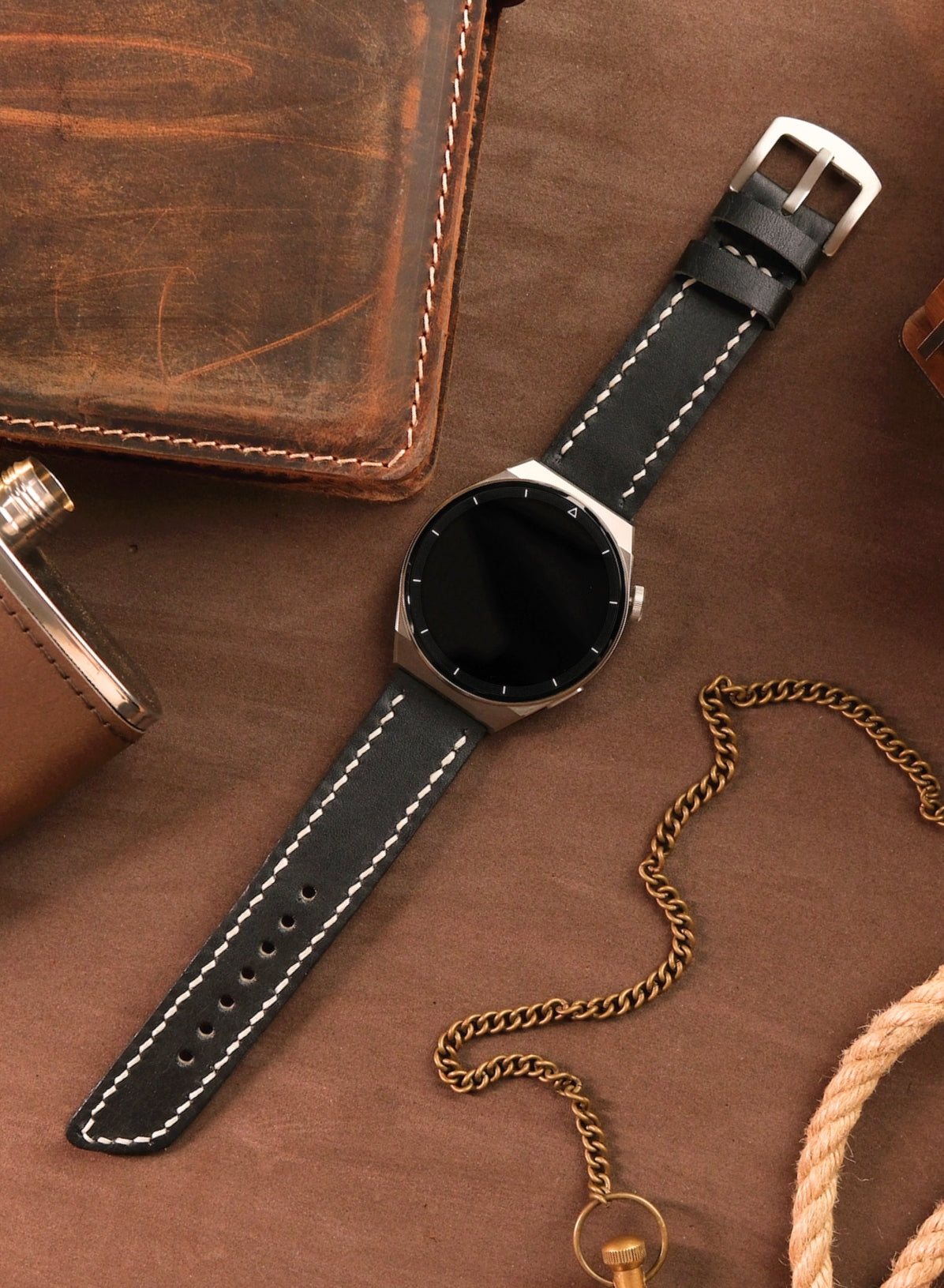 Garmin Watch Leather Strap Black - Pueblo