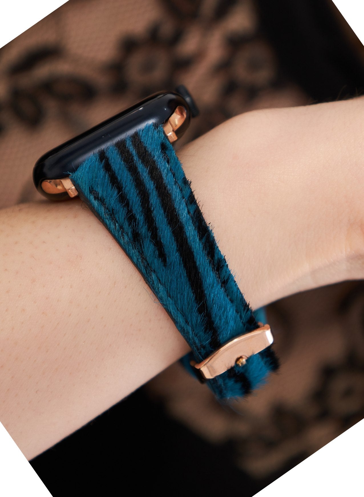 Apple Watch Vadiva  Leather Women Strap - Blue Zebra