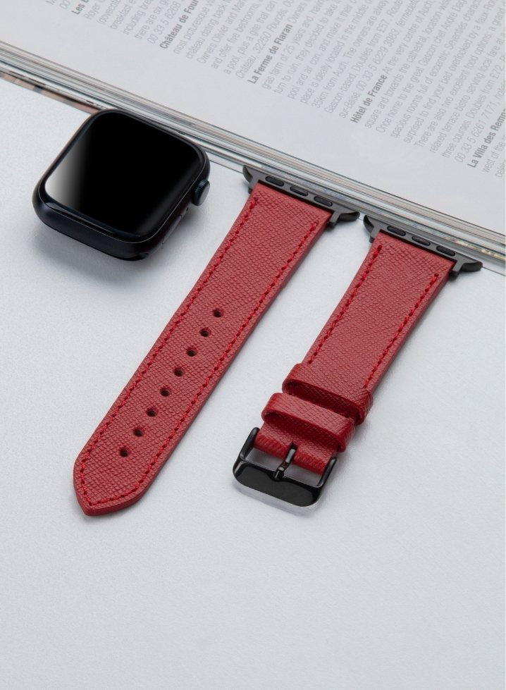 Apple Watch Saffiano Leather Strap - Red