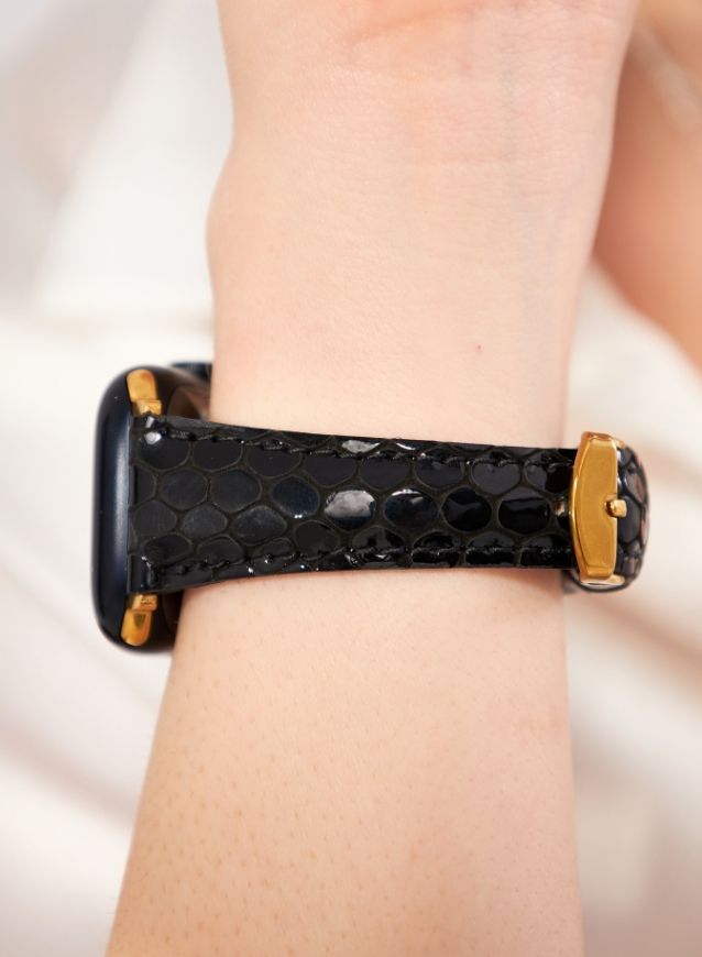 Apple Watch Crop Women Leather Strap - Black