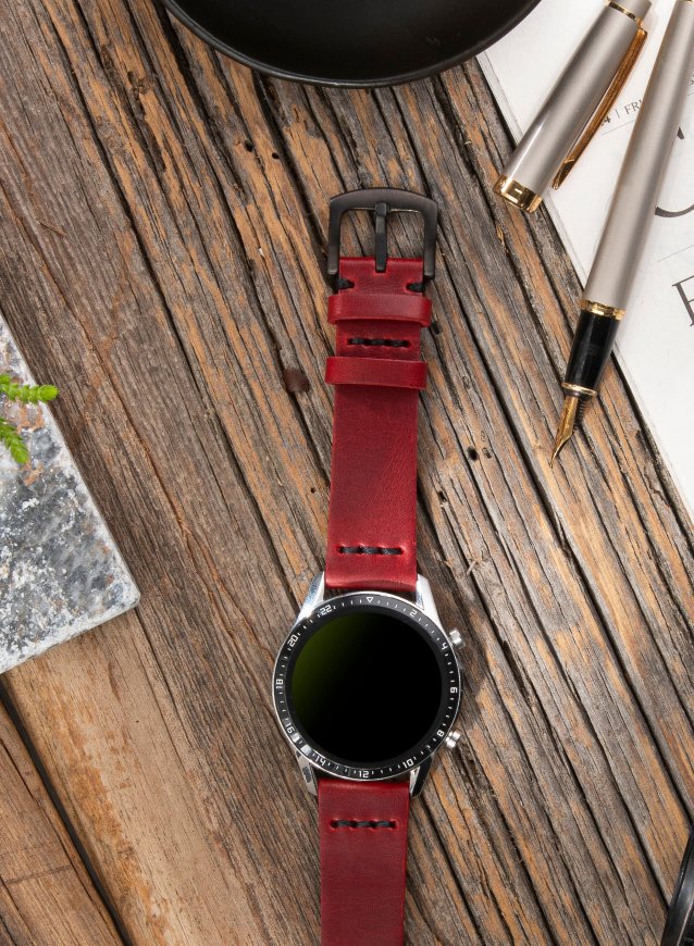 Garmin Watch Musap Leather Strap - Red