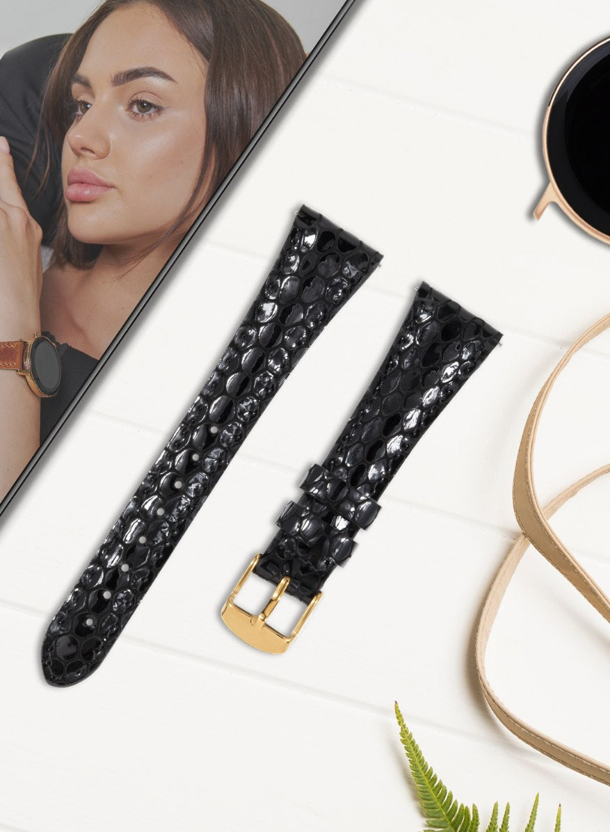 Samsung Watch Crop Women Leather Strap - Black
