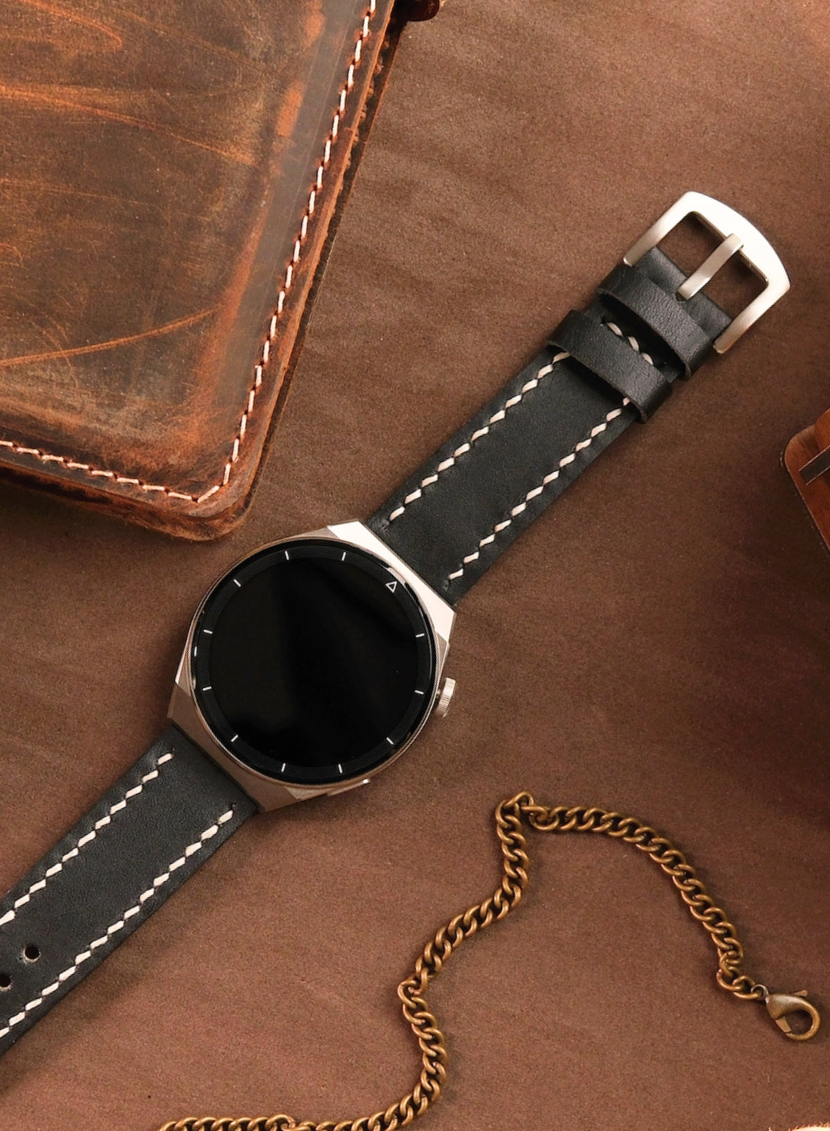 Garmin Watch Leather Strap Black - Pueblo