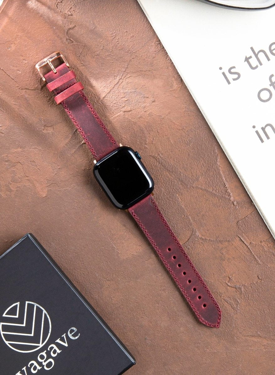 Apple Watch Crazy Leather Strap - Burgundy