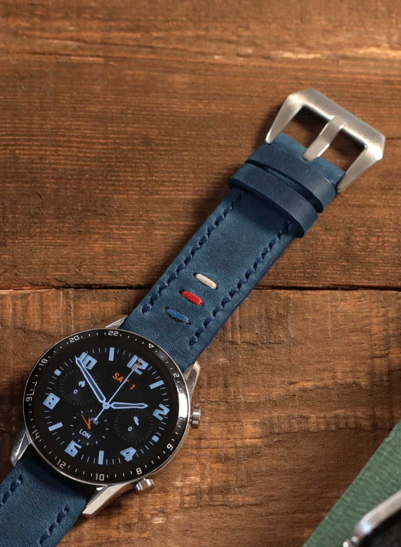 Garmin Watch Three Ropes Leather Strap - Blue