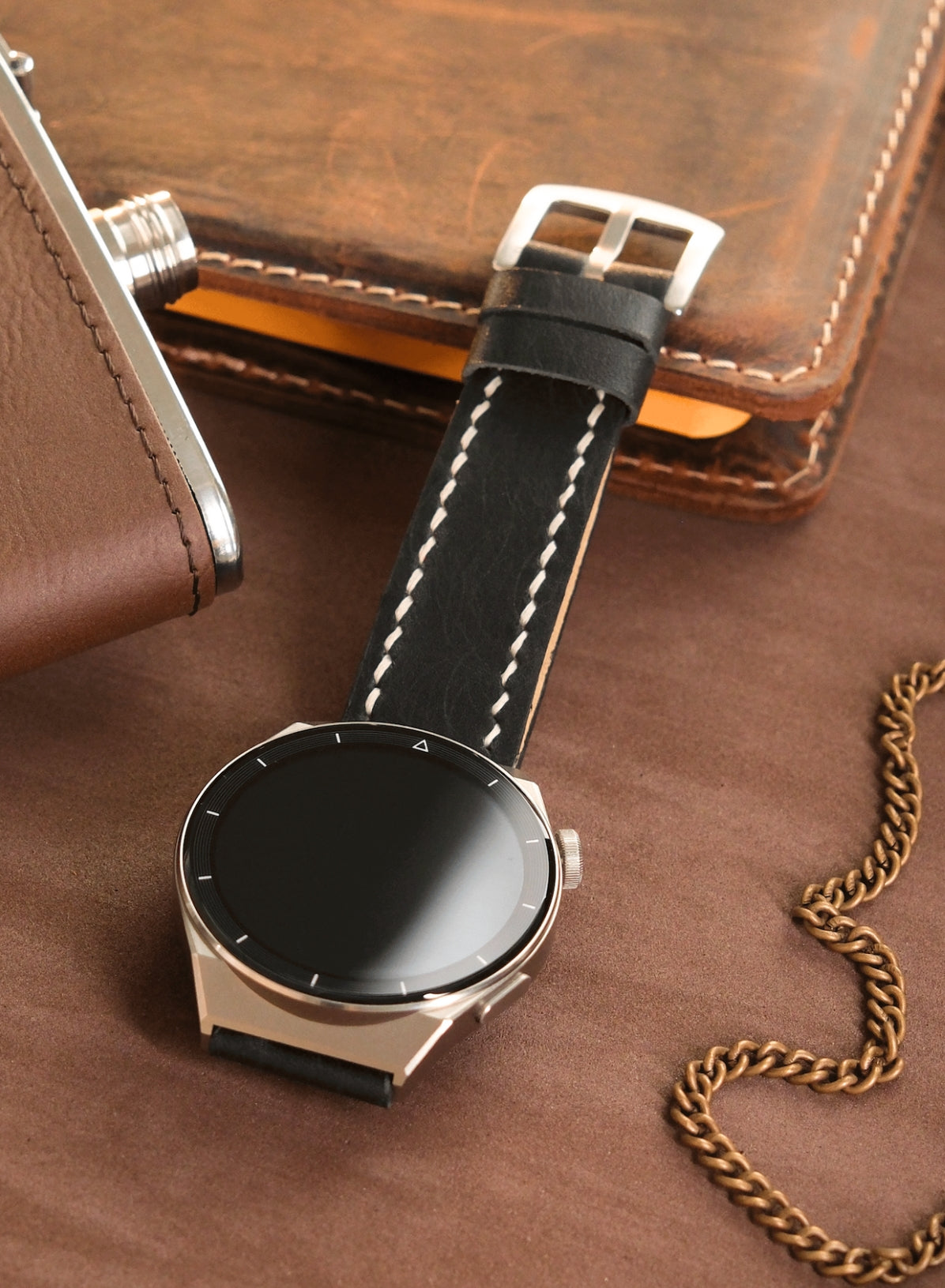 Garmin Watch Leather Strap Black - Pueblo