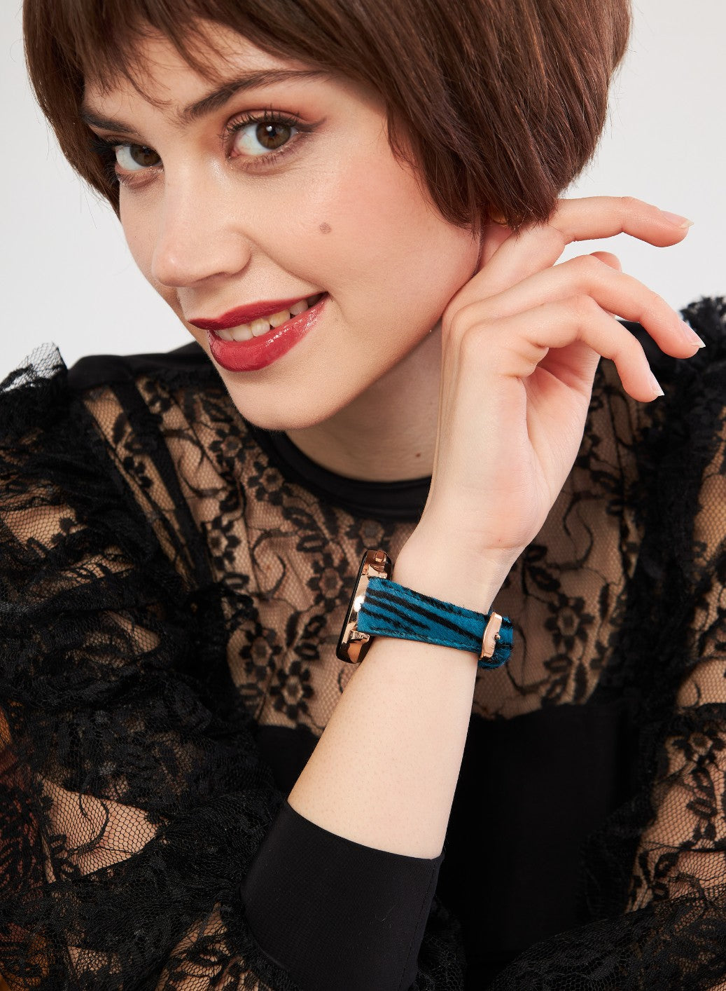 Classic Watch Vadiva Women Leather Strap - Blue Zebra