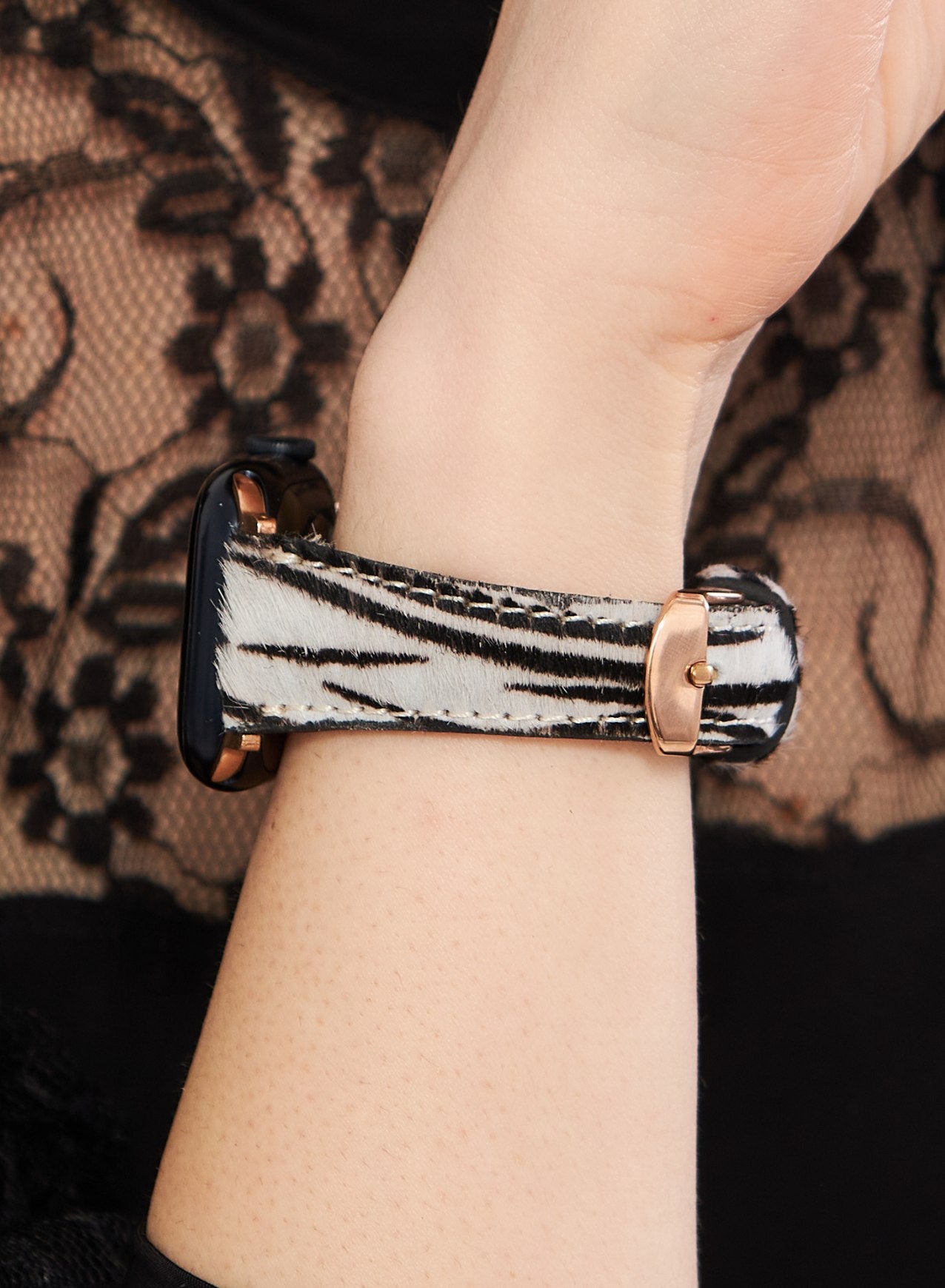 Apple Watch Vadiva Leather Women Strap - White Zebra