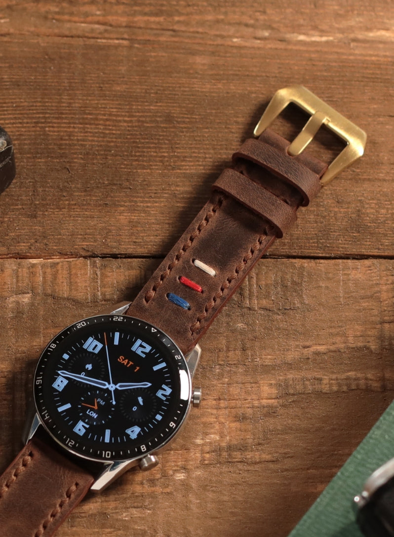 Classic Watch Three Ropes Leather Strap - Brown