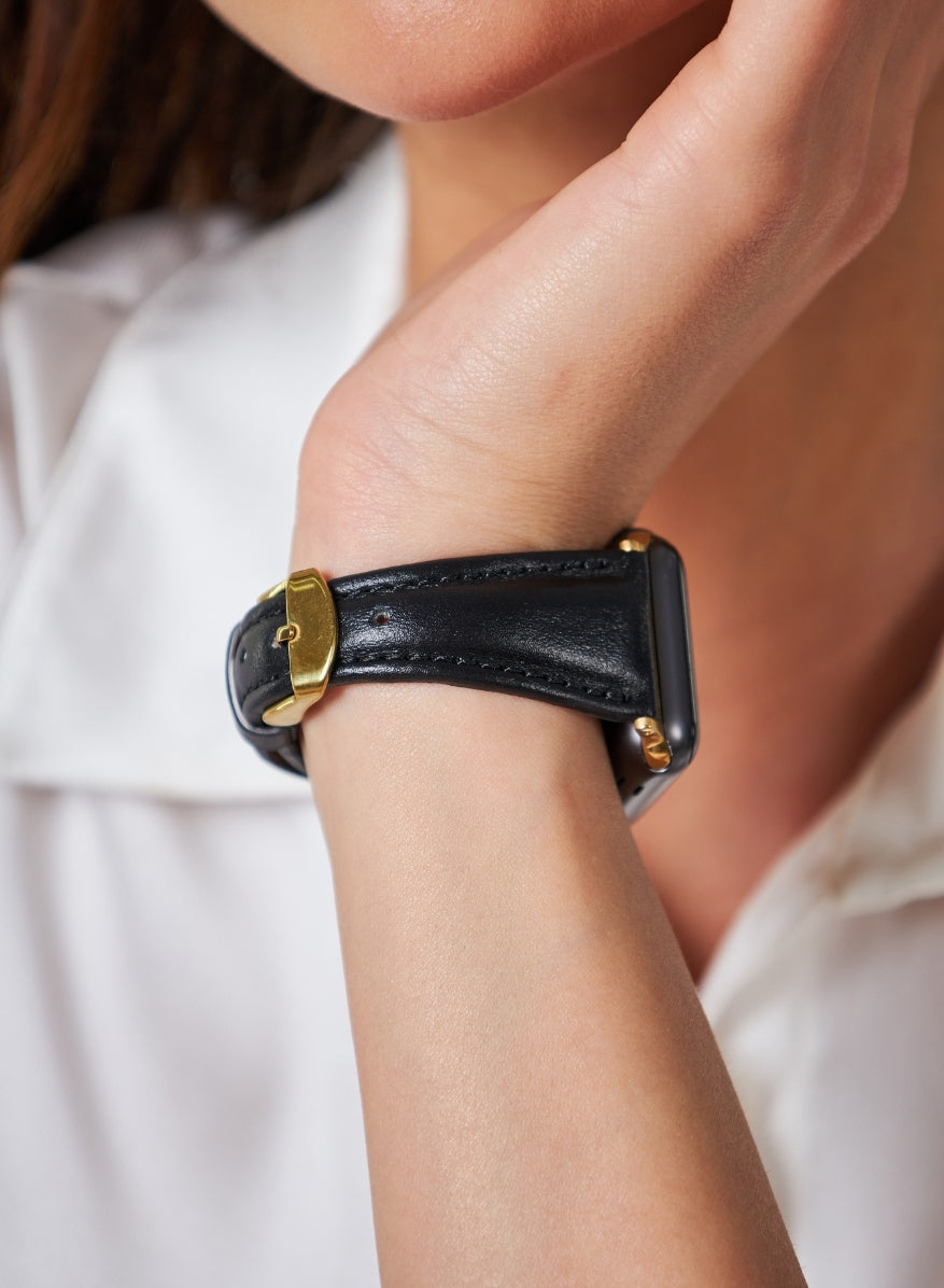 Apple Watch Kamhis Leather Women  Strap - Black