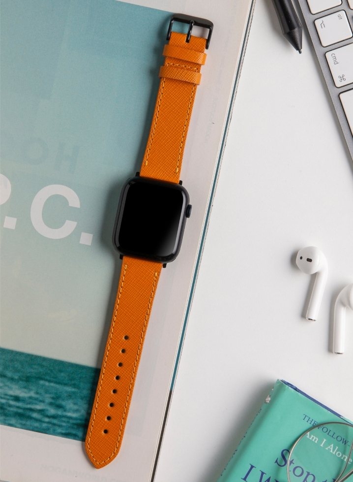 Apple Watch Saffiano Leather Strap - Yellow