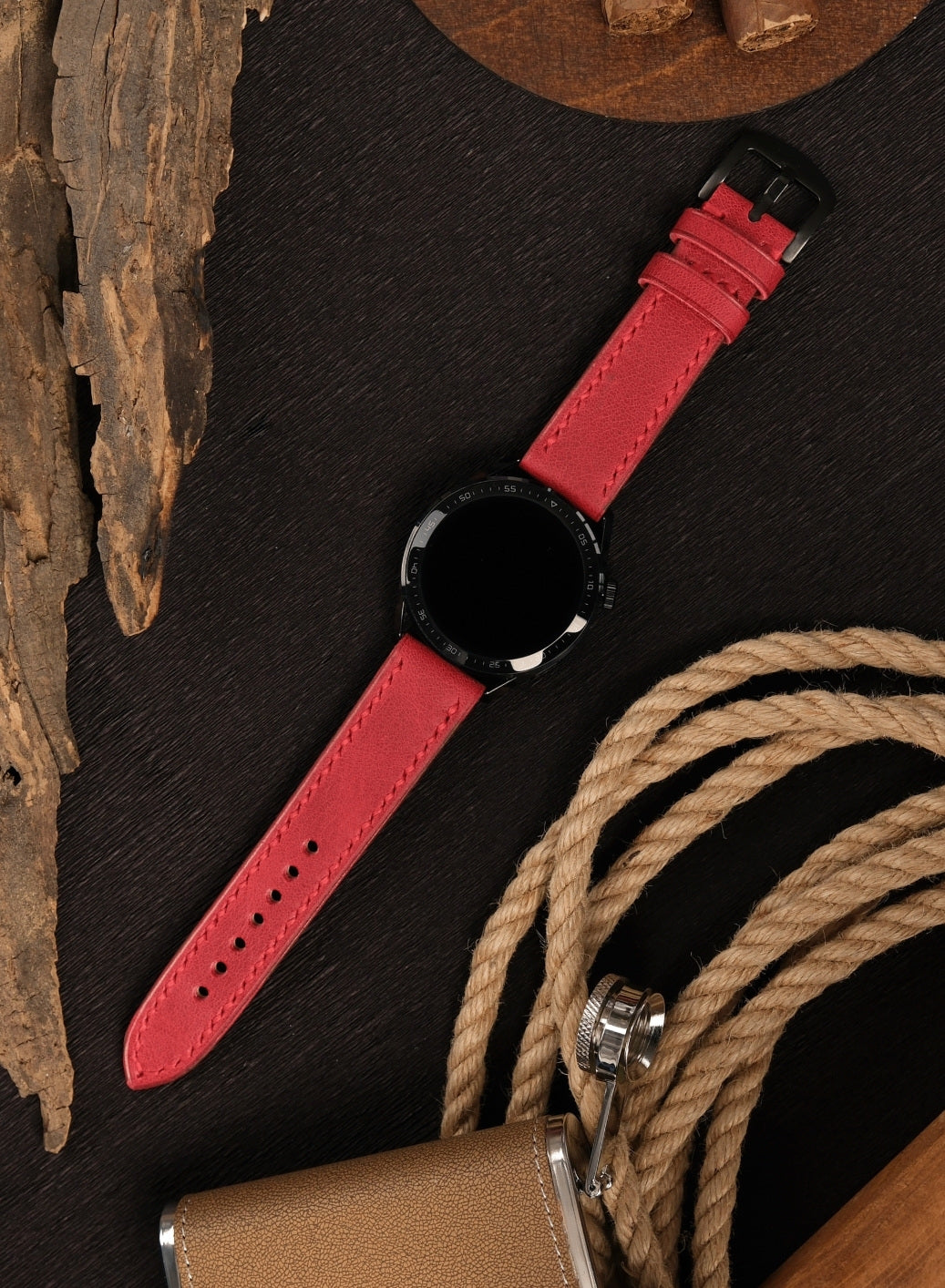 Garmin Watch Tiana Leather Strap - Red