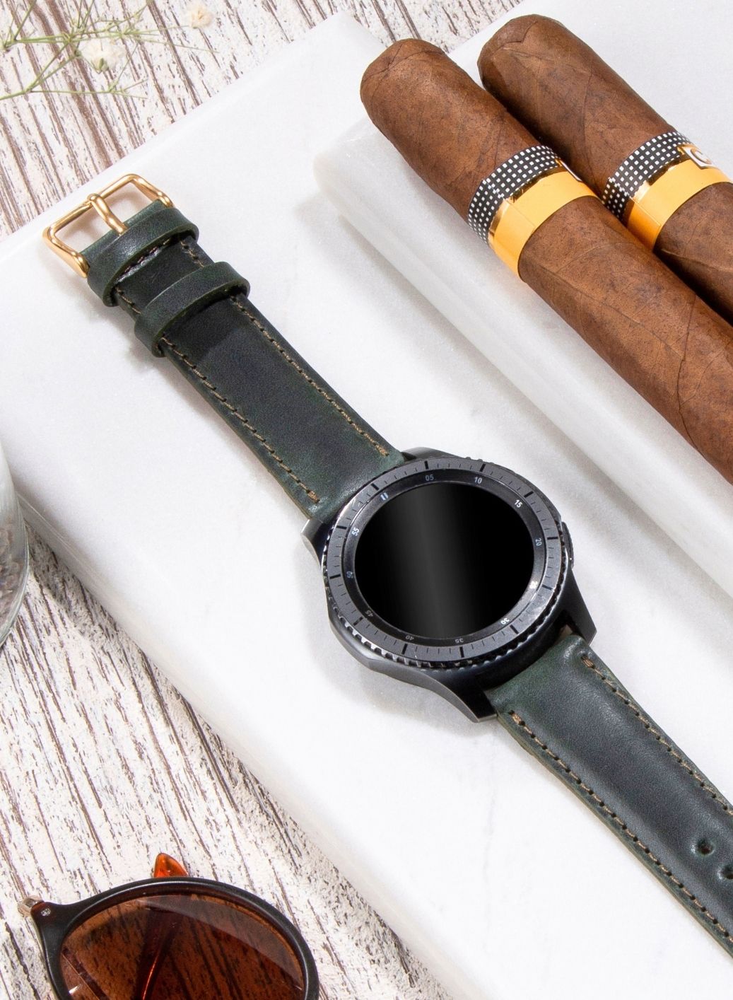 Classic Watch Fullup Leather Strap - Green