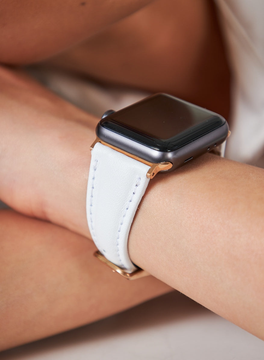 Apple Watch Kamhis Leather Women  Strap - White