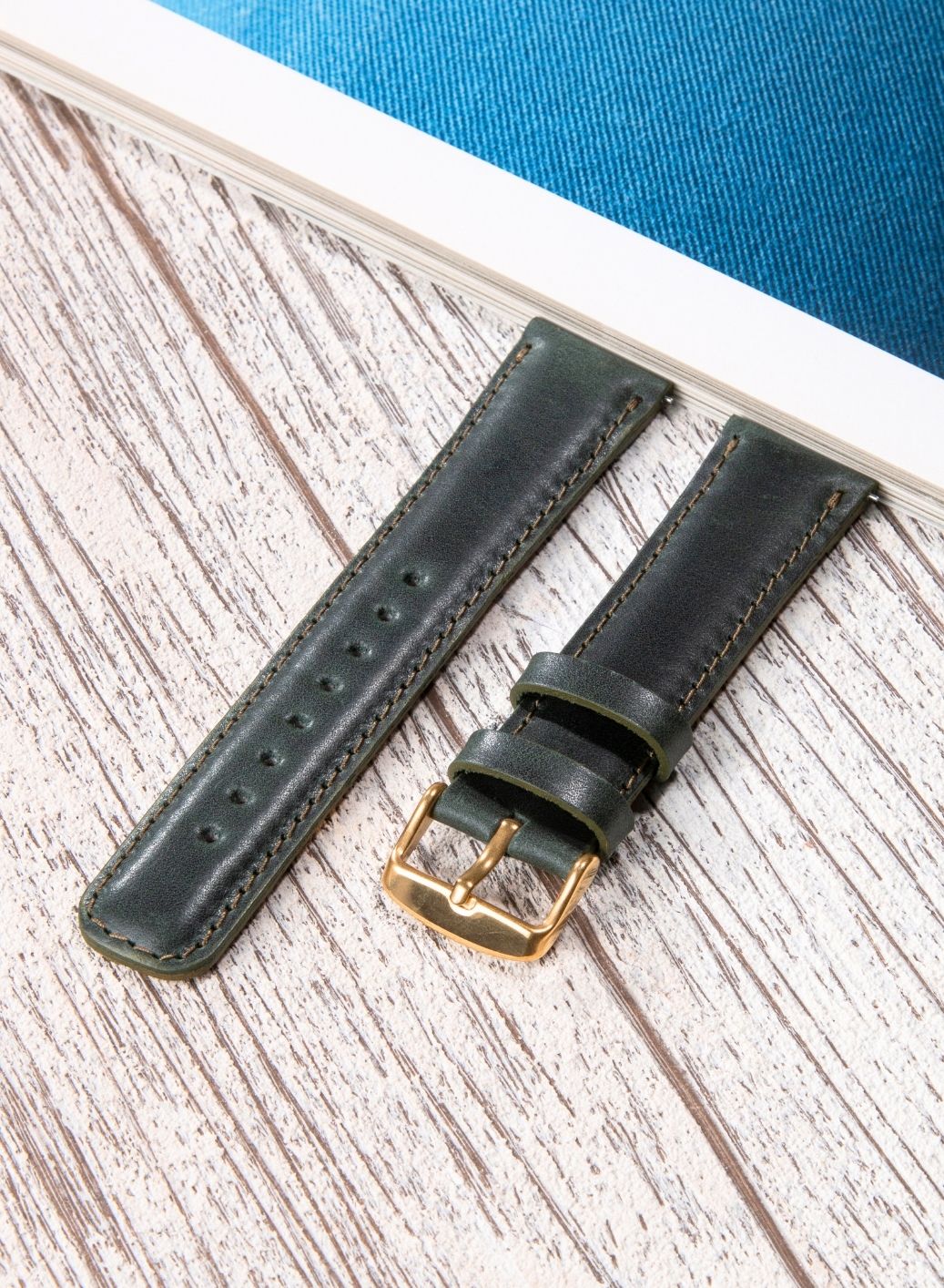 Classic Watch Fullup Leather Strap - Green