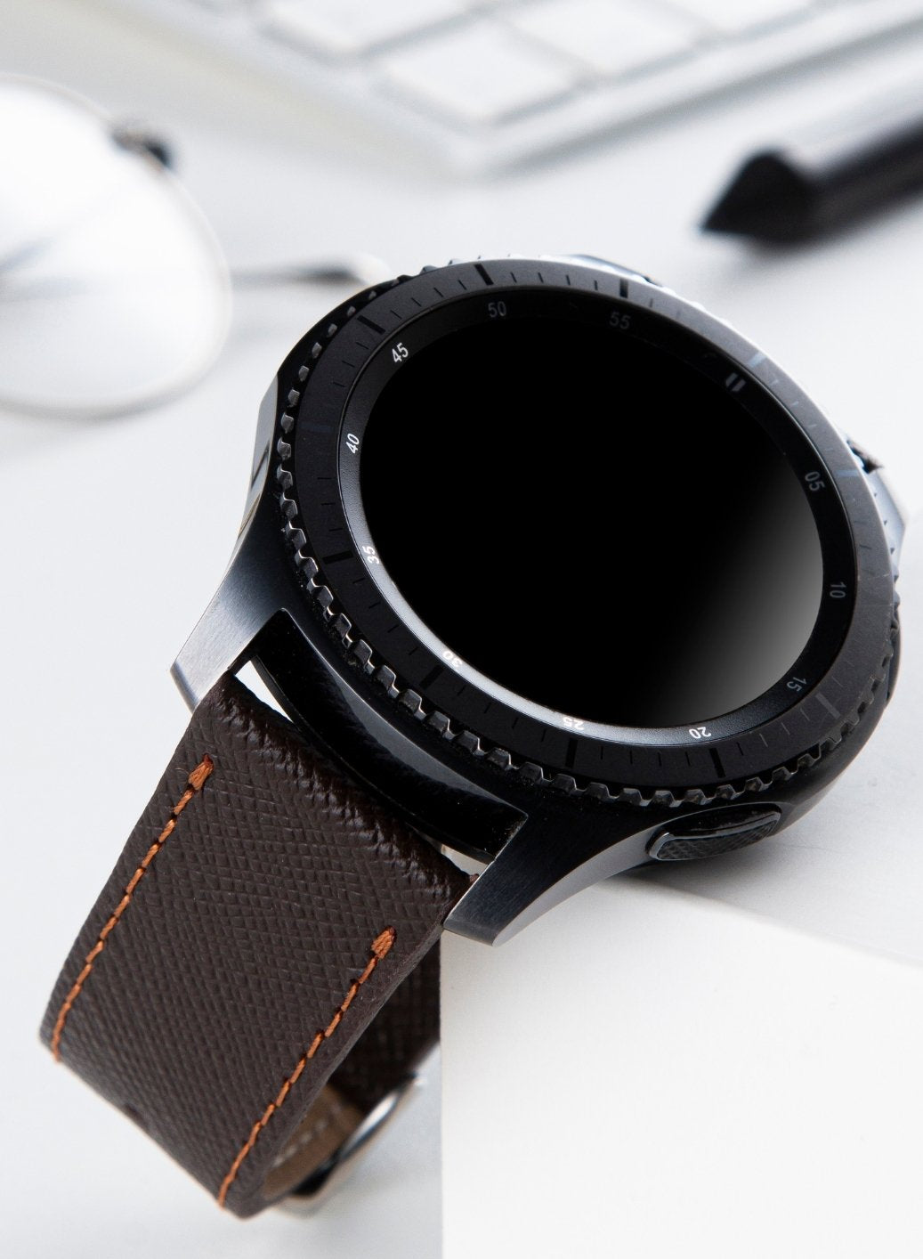 Classic Watch Saffiano Leather Strap - Brown