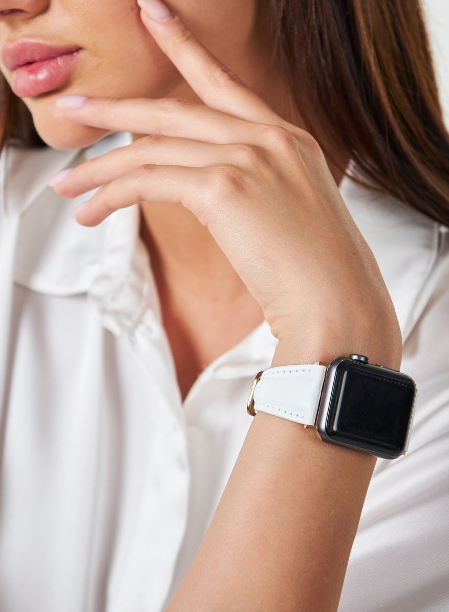 Apple Watch Kamhis Leather Women  Strap - White