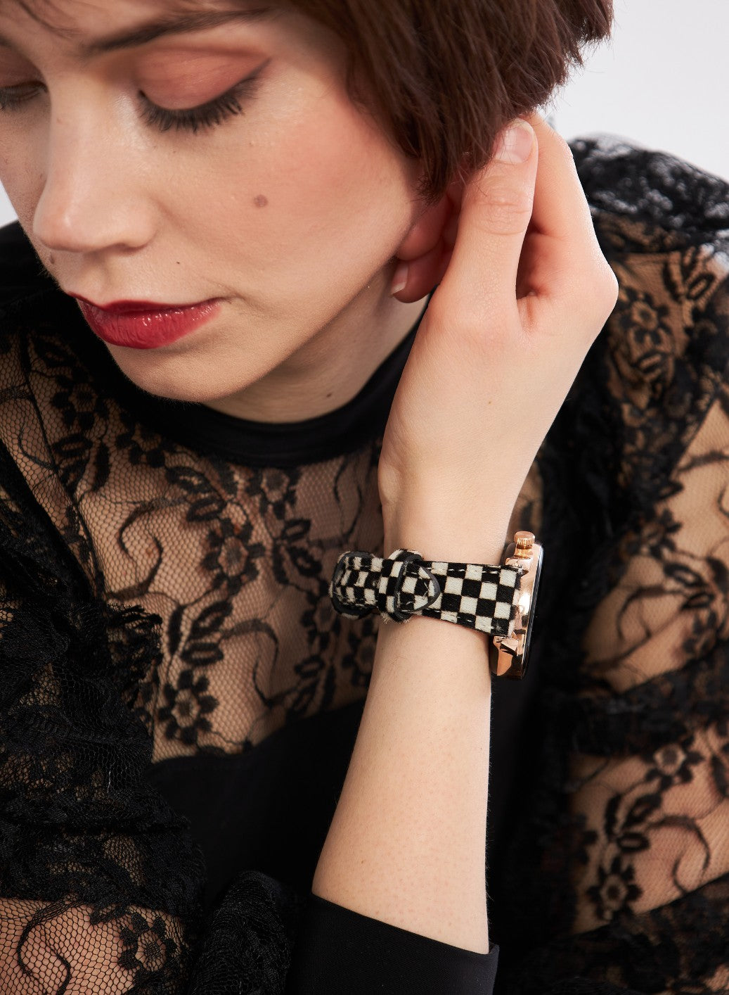 Classic Watch Vadiva Women Leather Strap - White Zebra