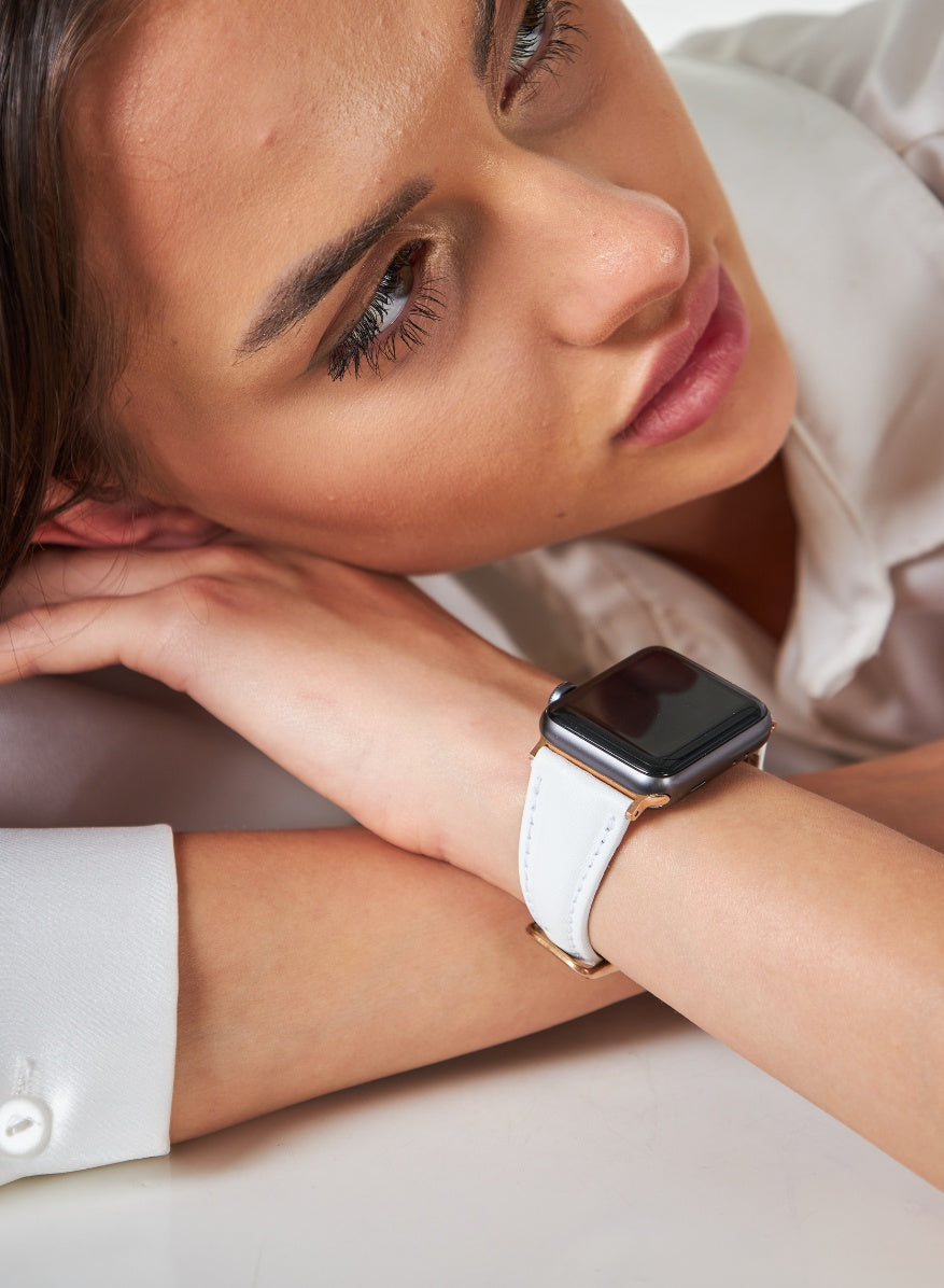 Apple Watch Kamhis Leather Women  Strap - White