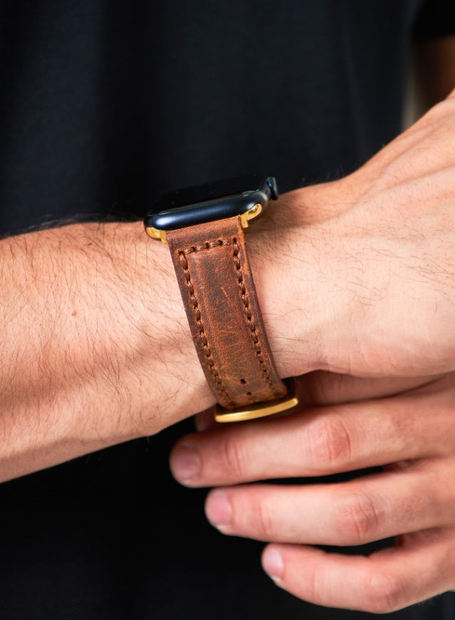 SamCrazy Genuine Leather Apple Watch Strap - Brown - VAGAVE
