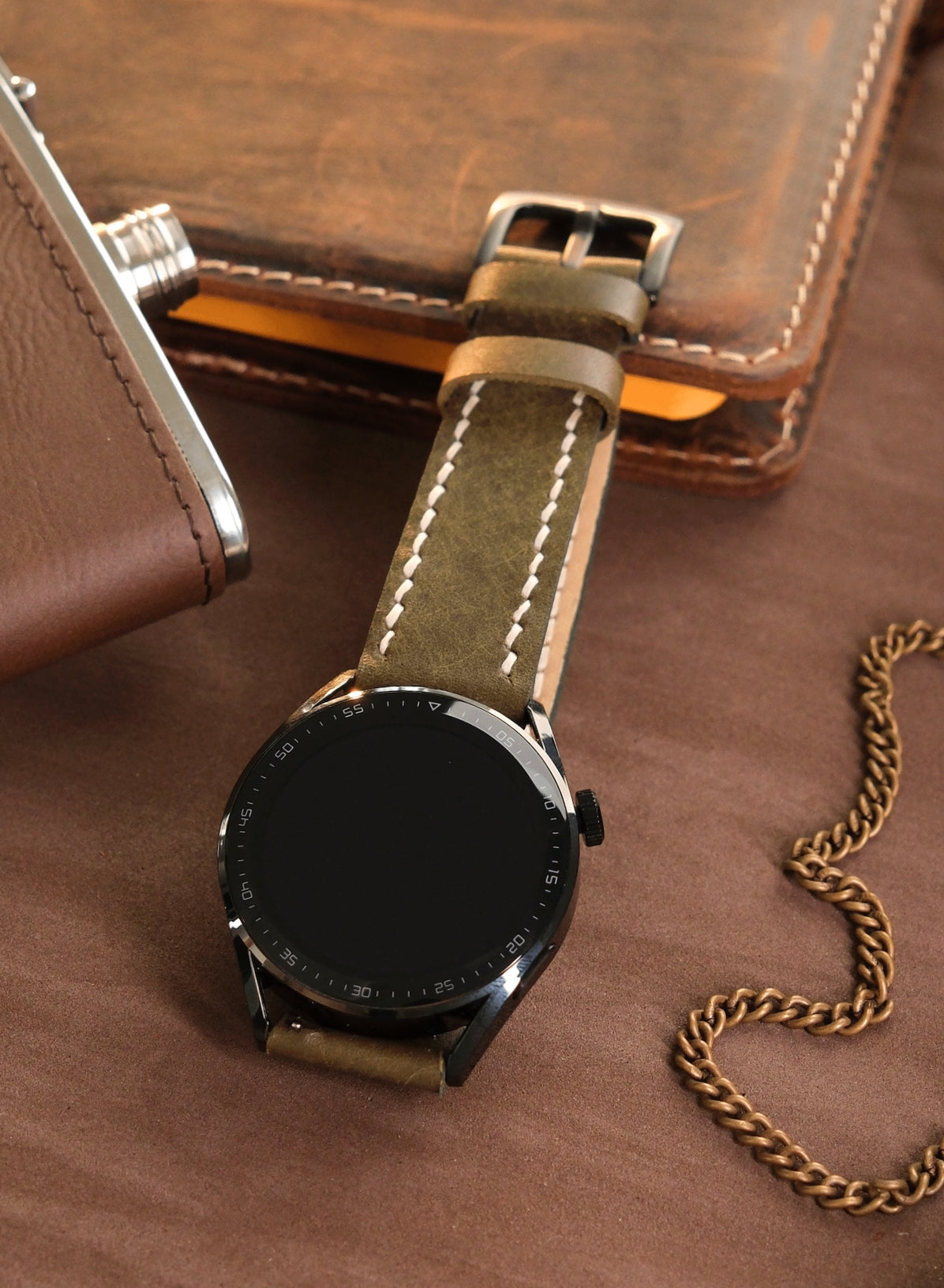 Garmin Watch Leather Strap Green - Pueblo
