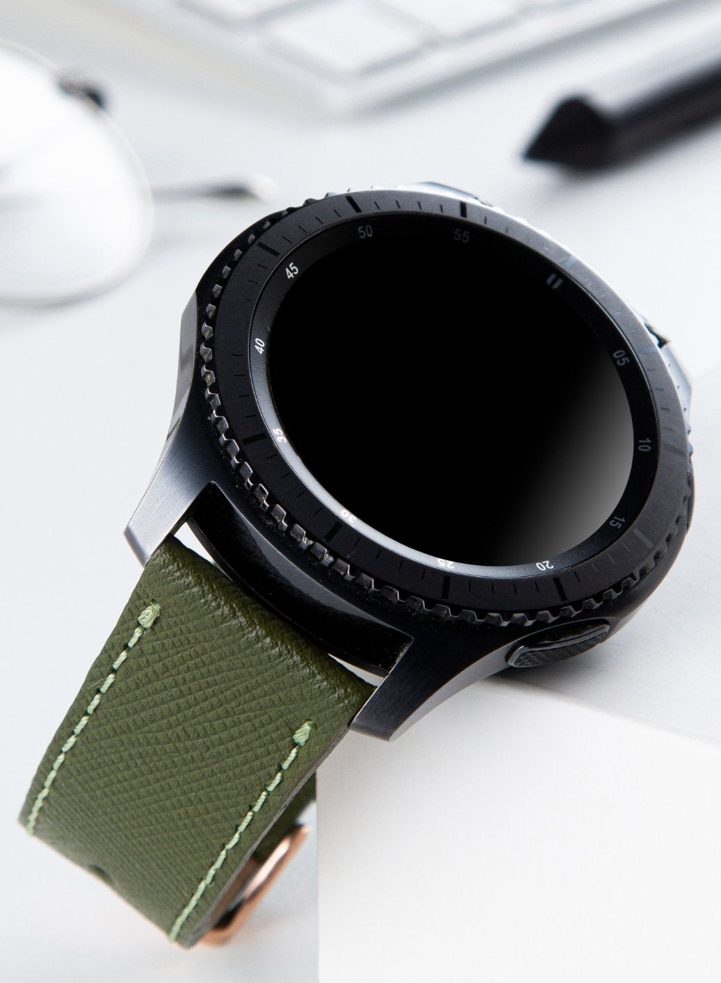 Garmin Watch Saffiano Leather Strap - Green