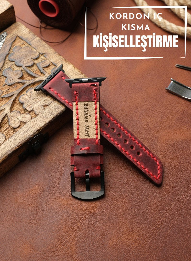 Apple Watch Berdik Leather Strap -Red