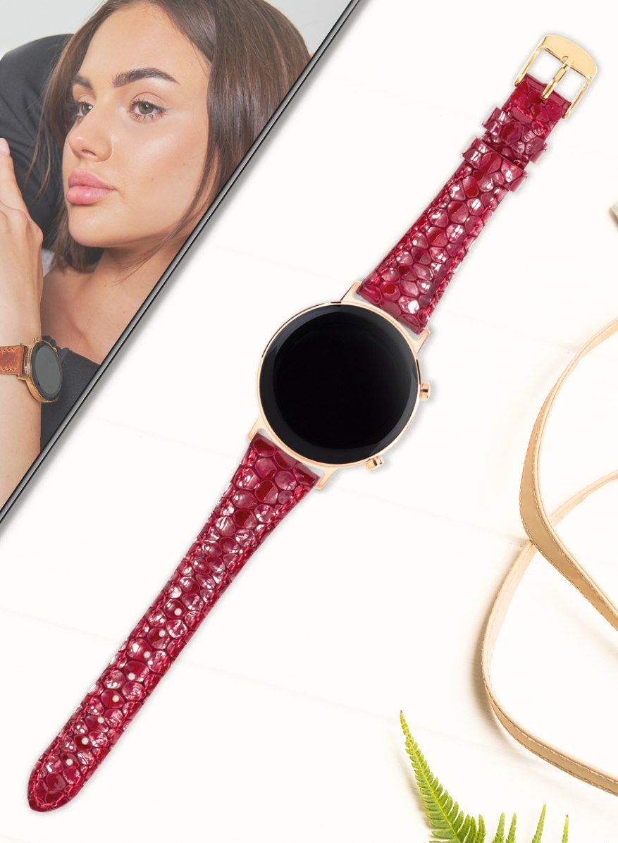 Classic Watch Crop Women Leather Strap - Red